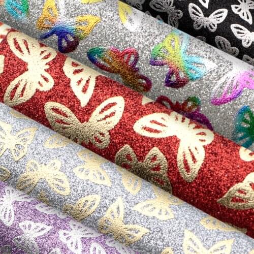 David accessories 20*33cm Fine Glitter Printed Faux Synthetic Leather Fabric for Bows Patchwork DIY Handmade Materials,1Yc13119