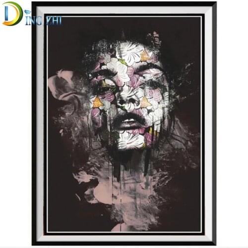 Diamond Embroidery Abstract Woman Flower Picture Diamond Painting Full Square Round Drill Portrait Mosaic Cross Stitch Wall Art