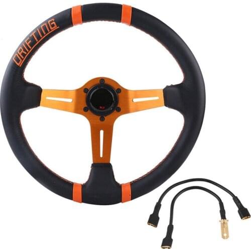 Car accessories 350mm Universal Car Racing leather Steering Wheel Aluminum Frame 14 inch 6-Bolt