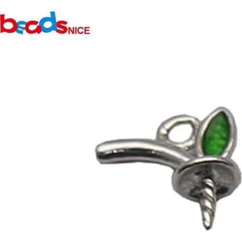 Beadsnice Wholesale 100PCS DIY Jewelry Findings 925 Sterling Silver Bail Connectors Pendant Beads Cap With Leaf