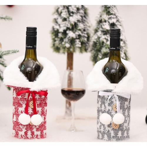 Christmas Wine Bottle Cover Merry Christmas Decorations For Home 2021 Natal Christmas Ornaments Xmas Gifts Happy New Year 2022