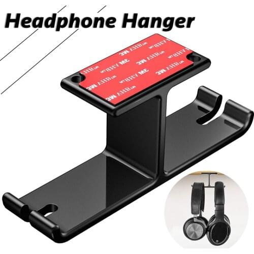 Storage Holder Aluminum Headphone Stand Hanger Hook Tape Under Desk Dual Headset Mount Holder wall hooks Home Organizer Fashion