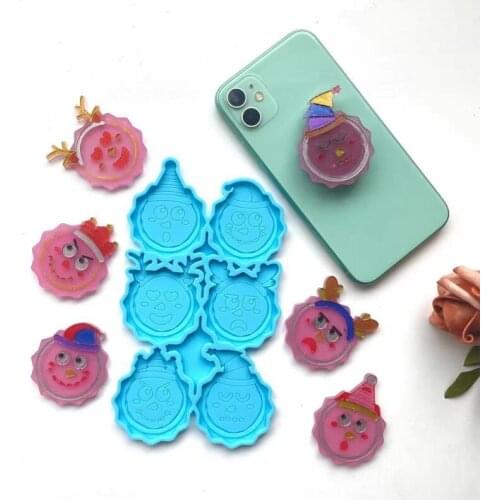 Santa Claus Phone Grip Epoxy Resin Mold Mobile Phone Mount Holder Stand Silicone Mould DIY Crafts Cell Phone Bracket Mold Castin