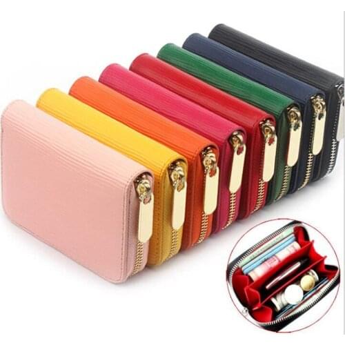 Cheapest New Arrived Designer CC Wallet Women Pu Leather Card Case Fashion Hasp Two Dividers Bag Girl Lady Hand Purse Six Colors