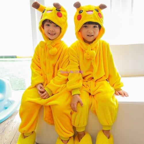 Detachable Hood Kids girls and boys Winter Clothes Kigurumi Onesie Pajamas Detachable hat For Sleepwear Cartoon Blanket Sleepers