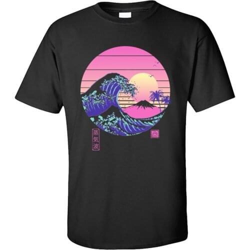 Men Great Wave Tshirt The Great Vaporwave Tops Shirt Special O-Neck Party Short Sleeve Cotton Mens T-shirts Summer Tops Tees