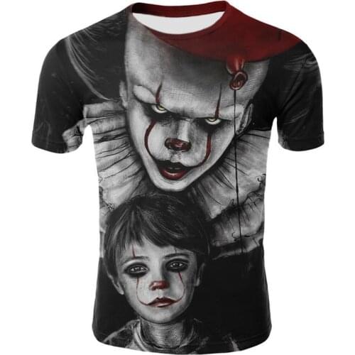 Horror Movie Clown Joker 3D Print Tshirt Men/Women Hip Hop Streetwear Tee T shirt 90s Boys Cool Clothes Man Tops XXL-6XL