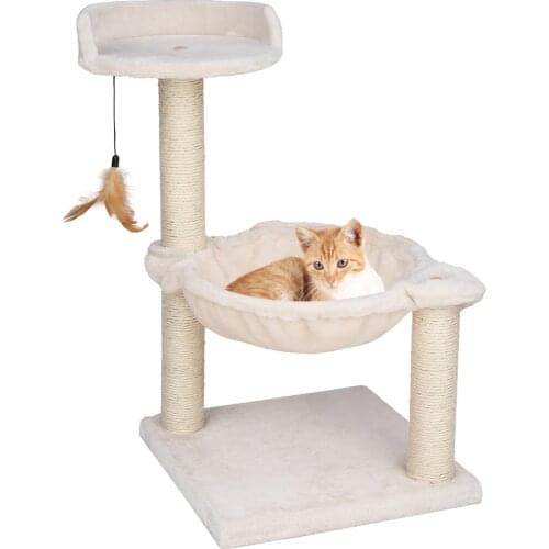 Cat Tree Toy Condo Cat Climbing Tree Multi-layer With Hammock Cat House Furniture Scratching Solid Wood Posts for Cats 28"