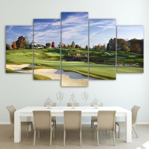 Five-Piece Printing Canvas Painting Golf Course Painting Art Wall Poster Home Decoration Living Room Modular Without Frame Mural