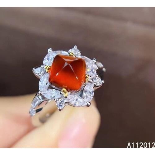 KJJEAXCMY fine jewelry S925 sterling silver inlaid natural gemstone Garnet girl vintage ring support test Chinese style