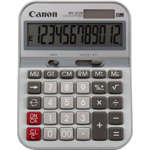 1 Piece Canon WS-1212G Financial Business Office Calculator Solar Metal Panel Medium Computer