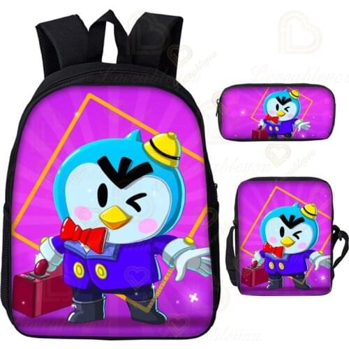 Leon 3D Print Stars Backpack 3pcs/set with Pencil Case Shoulder Bag Students School Bag Girls Boys Kids Knapsack Teens Rucksack