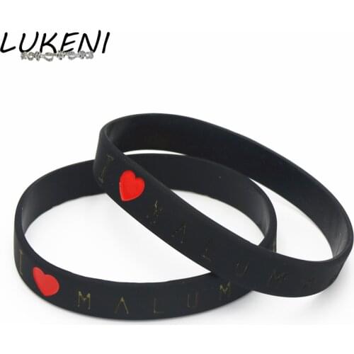 LUKENI Hot Sale 1PC Black I Love Maluma Silicone Bracelets &Bangles For Music Fans Heart Sport Silicone Wristband Gift SH094