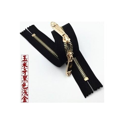 5# metal zipper copper zipper for sewing close end with double sliders bags luggages custom zip 70cm 75cm 110cm high quality