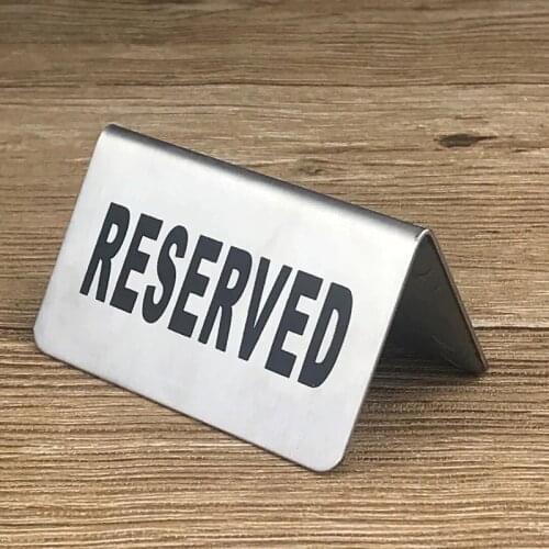Reusable Double Sided Stainless Steel Table Sign Card Holder Tabletop Reserved Signs For Cafes Hotels Restaurants Bar