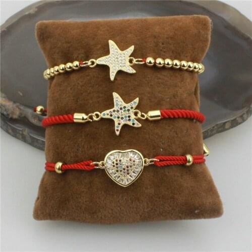 10pcs/lot Fashion plated bracelet,colorful star/heart shape cz charm bracelet,popular handmade bracelet wholesale