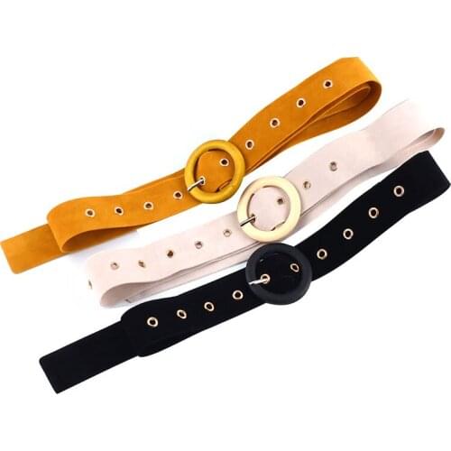 Solid color Vintage velvet canvas belt for women Fashion Round Buckle waist strap ladies dress waistband decoration accessories