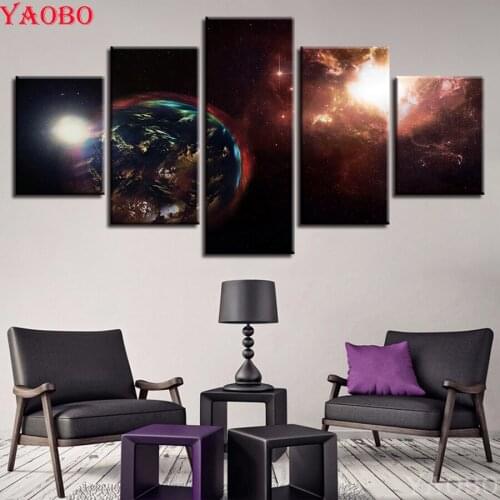 5 pcs diamond embroidery Earth Abstract Pictures Universe Space Planet 5d diy diamond painting full square rhinestone mosaic kit