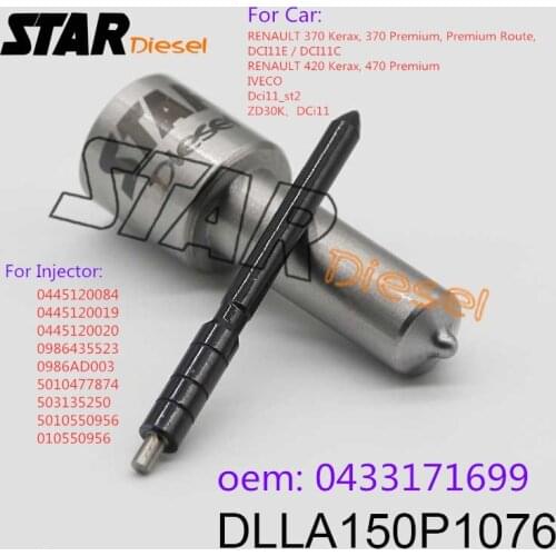 Injector Nozzle Tips DLLA150P1076 0433171699 For RENAULT IVECO ZD30K 0445120084 0445120019 0445120020 0986435523 0986AD003