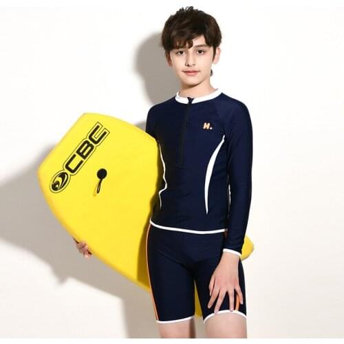 New Boy Two-Piece Swimwear Kid Swimsuit Summer Baby Boy Long Sleeve Beachwear Sun Protection Child Youth Surf Suit Quick Dry