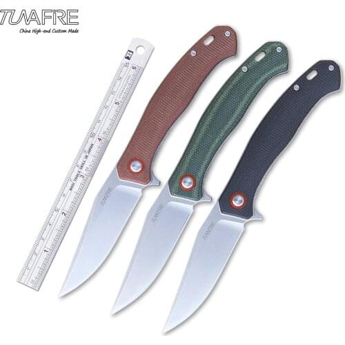 Tunafire Hunting Pocket Knife Ball Bearing Camping Folding Knives High-end Micarta Handle Stainless Steel Tactical EDC Tools