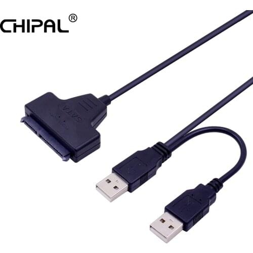 CHIPAL USB 2.0 to 7+15 22Pin SATA 3.0 Cable Adapter Converter for 2.5 Inch Hard Disk Drive HDD SSD with USB2.0 Power Cable
