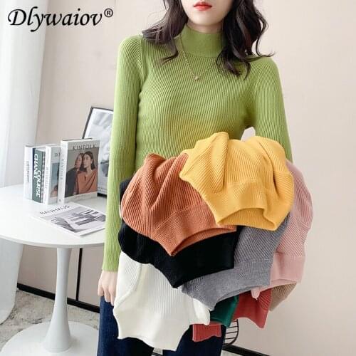 Pullovers sweater women autumn winter 2021Long sleeve sweaters Slim Casual Tops Half turtleneck sweater Female clothes Korean
