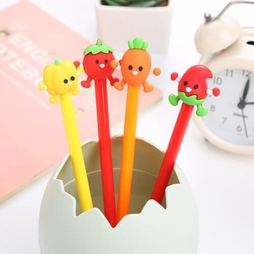 Vegetable Shape Gel Pen Novelty Cartoon Cool Pens Kawaii Stationery Cute Pens Black Ink Writing Gel Pen Kawaii School Supplies