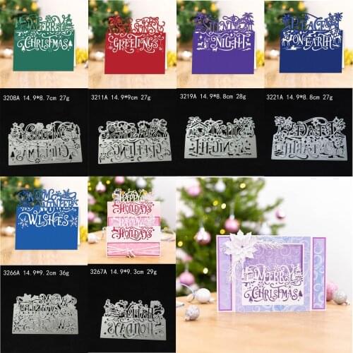 Christmas Blessing Phrase Lace Metal Cutting Dies DIY Mold Paper Metal Craft Dies for Card Making Cut Dies Embossing Molds