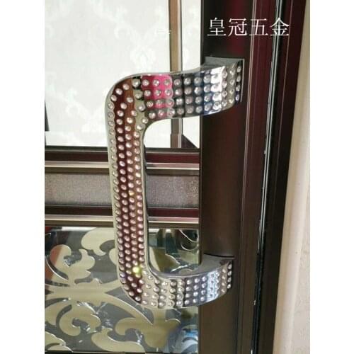 The sliding door handle door handle door handle Chinese European luxury KTV diamond door handle zinc alloy 7