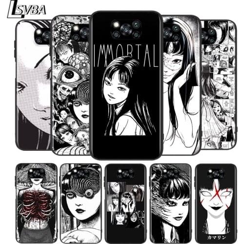 Junji Ito Tees Horror for Xiaomi Poco X3 NFC X2 M3 M2 F2 Pro C3 F1 A2 Lite A1 Mix3 Play Silicone Soft Black Phone Case