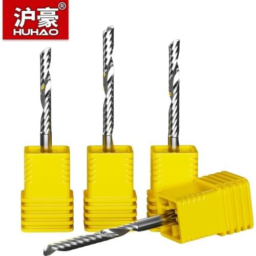 HUHAO 10pcs/Lot Single Flute Spiral 3.175mm Endmill CNC Engraving Tools TOP Quality Router Bits Acrylic PVC Wood Milling Cutter
