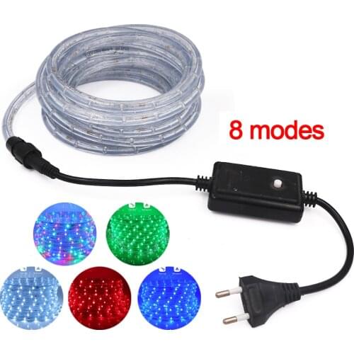 LED Strip EU 220V 110V US LED Rope Tube String Fairy Lights Waterproof Outdoor Garden Lamp Rainbow Neon Strip
