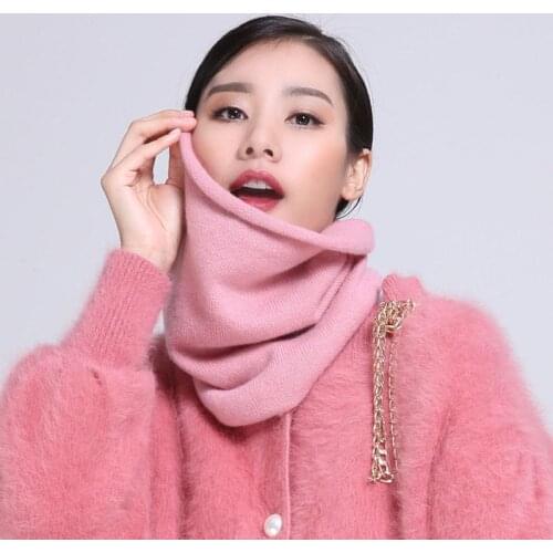 Outdoor Winter Thicken Warm 100% Cashmere Neck Warmer Cycling Scarves Women Bufanda Ski Climbing Neck Scarf Knitted Ring Scarves