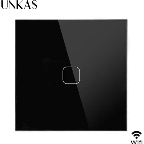 UNKAS EU/UK Crystal Glass Panel Works With Alexa / Google Home WIFI Smart Touch Switch APP Wireless Remote Light Wall Switch