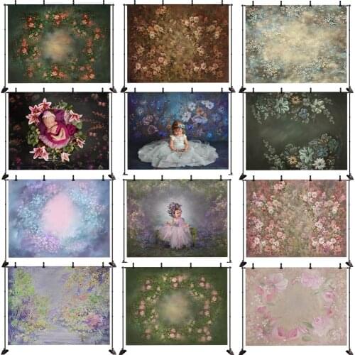 Vintage Blue Floral Background for Photography Newborn Baby Kids Abstract Fantasy Child Photographic Backdrops For Photo Studio