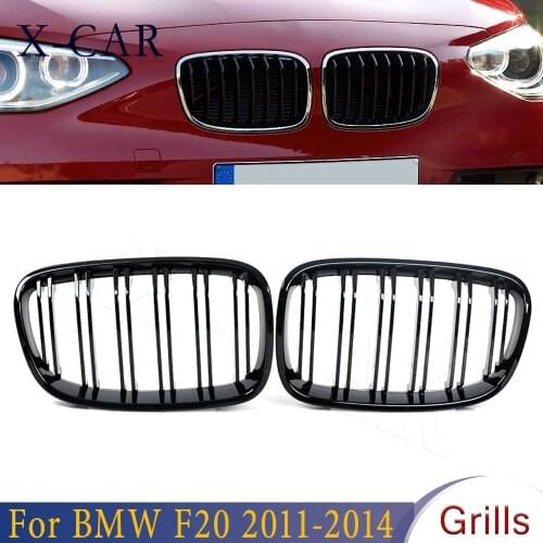 X-CAR 1Pair Bright Black Front Gloss Kidney Grill Grille Racing Grilles For BMW F20 2011 2012 2013 2014