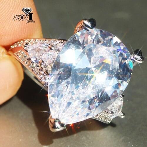 YaYI Jewelry Fashion Princess Cut Prong Setting White AAA+ Cubic Zirconia Silver Color Engagement Wedding Precious Gift Rings