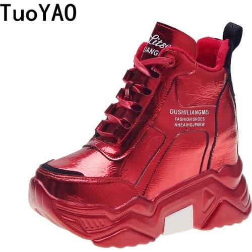 Woman Height Increasing Chunky Sneakers Women 2021 Autumn Black Shoes Female Lace-Up Platform Women Sneakers 9CM High Heels New