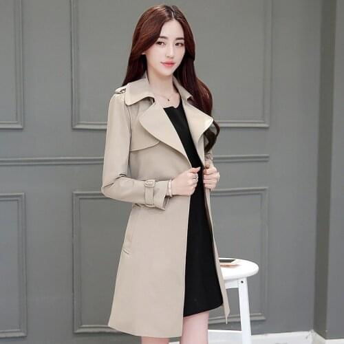 British 2020 Style Women Belt Trench Coat Womens Windbreaker Outerwear Elegant Slim Ladies Coats Casaco Feminino WXF191 's s