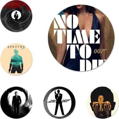 James Bond 007 Icons Pins Badge Decoration Brooches Metal Badges For Clothes Backpack Decoration 58mm