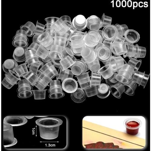 1000Pcs/Bag Plastic Microblading Tattoo Ink Cap Cup Pigment Clear Holder Container S/M/L Size For Needle Tip Grip Power Supply