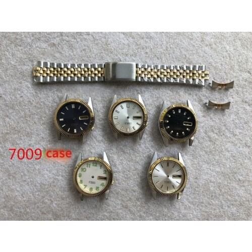 Watch Accessories 35MM Case Band Dial Hands Set FOR -Seiko- Model 7009 7S26A Movement Solid Steel Strap Shell Dial NO Movement