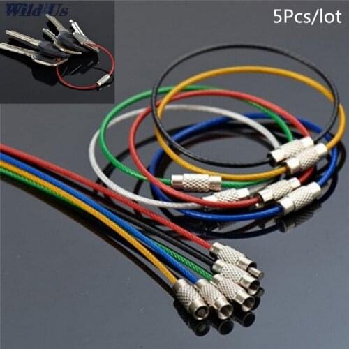 5/10 Pcs Mini Stainless Steel Wire Keychain Cable Rope Key Holder Keyring 5 Colors Key Chain Rings Hanging Tool