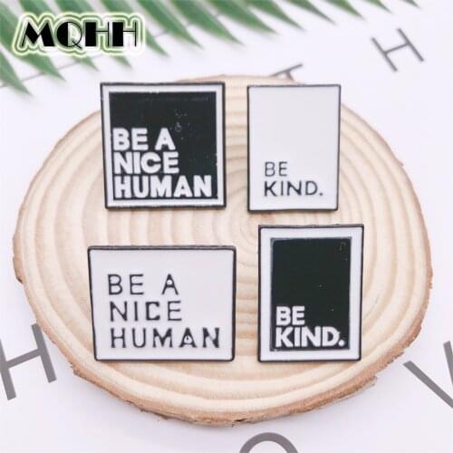 Cartoon Geometry Squares Black White Letters Dialog Enamel Brooch Alloy Badge Denim Clothes Bags Pins Jewelry Gifts For Friends