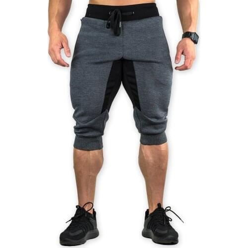 Summer Men Sweatpants Drawstring Patchwork Cropped Sport Pant Running Jogger Casual Fitness Workout Training Pants Activewear
