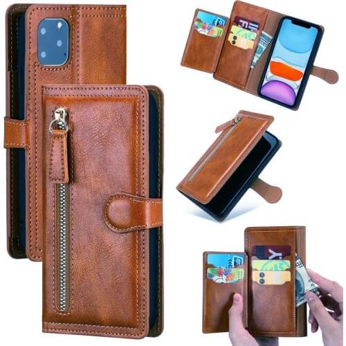 For iPhone 11 case 12 pro max case Wallet Leather Zipper Flip Phone Cover For iPhone XR SE 2020 7 8 PLUS 6 6S XS MAX Fundas