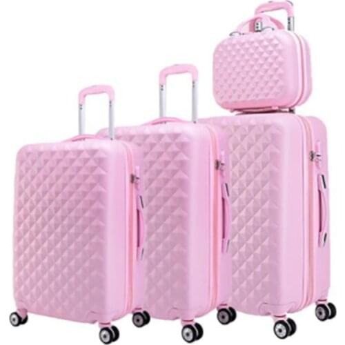 Fashion ABS 4pcs/set rolling luggage set hardside trolley suitcase with cosmetic bag carry on travel luggage sets free shipping