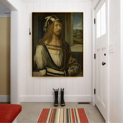Citon Canvas Albrecht Durer《Self Portrait》Art Oil painting Artwork Poster Picture Modern Wall decor Home Living room Decoration