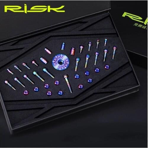 RISK RT106 Titanium Alloy Screw Kits for MTB Bike Common Bolts Screw Derailleur /Brake/Cage/Valve Cap/Fixing Bolts with Washer